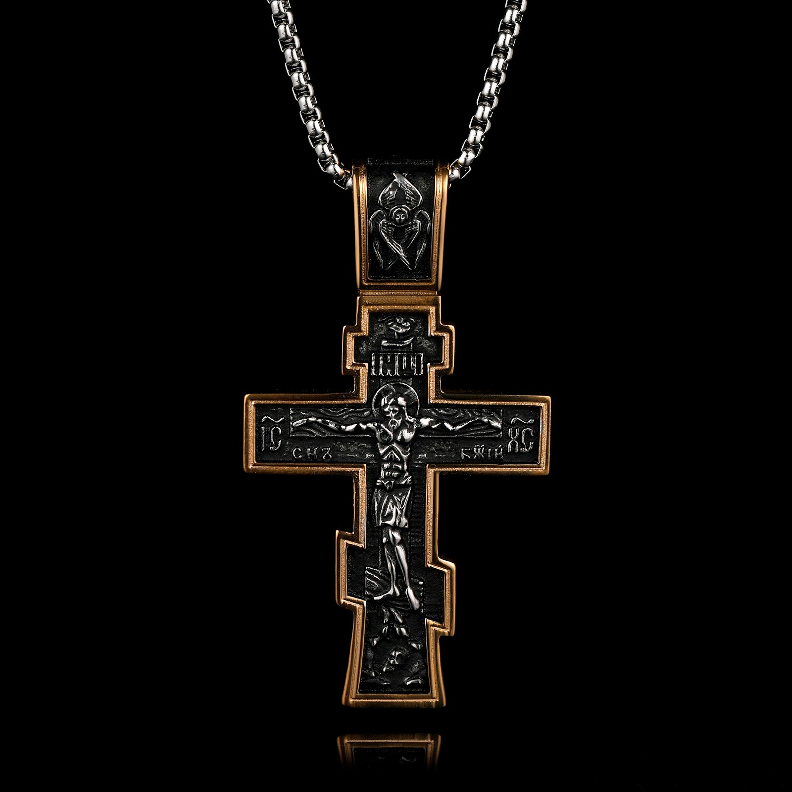 DARK JESUS CROSS GOLD. - COLLANA