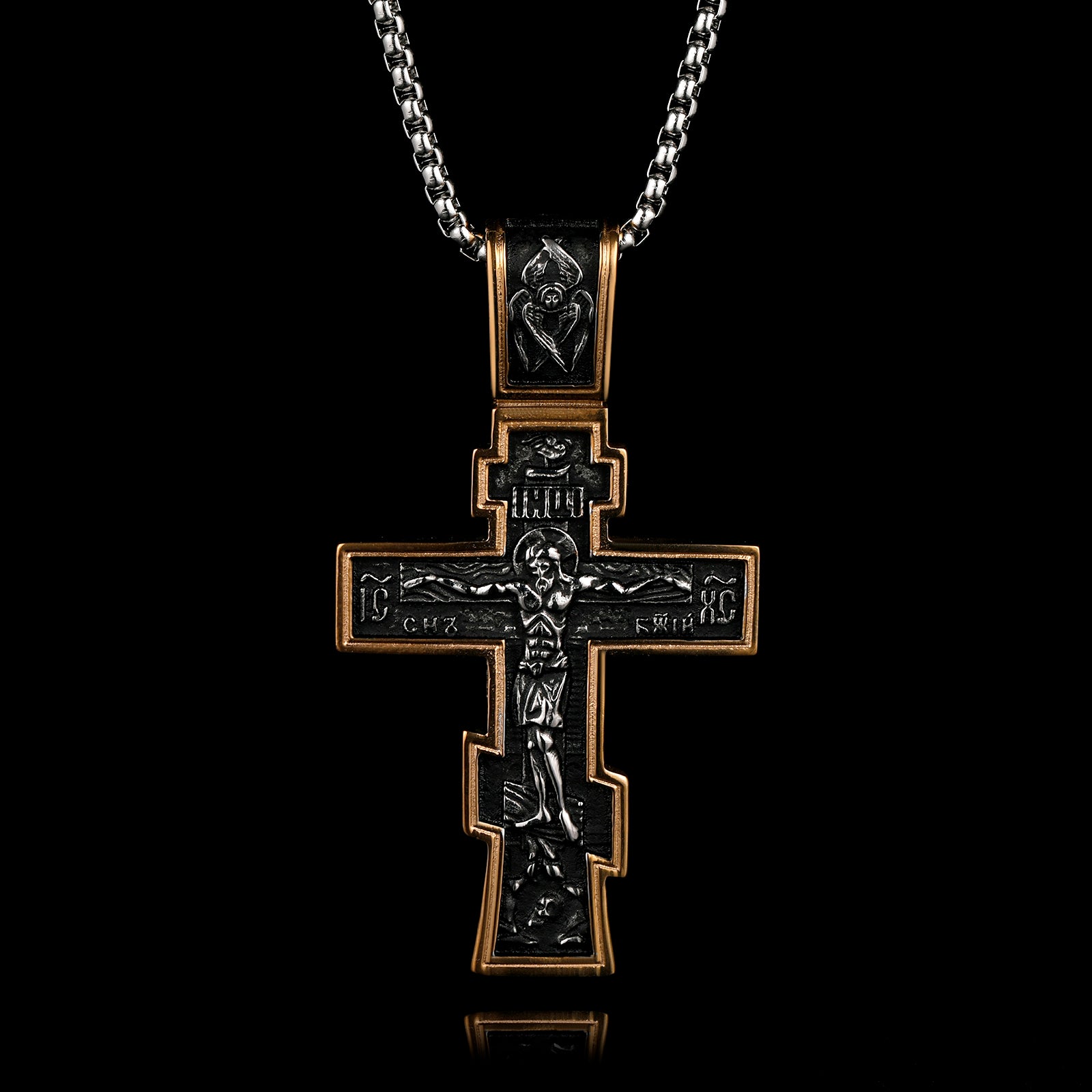 DARK JESUS CROSS GOLD. - NECKLACE