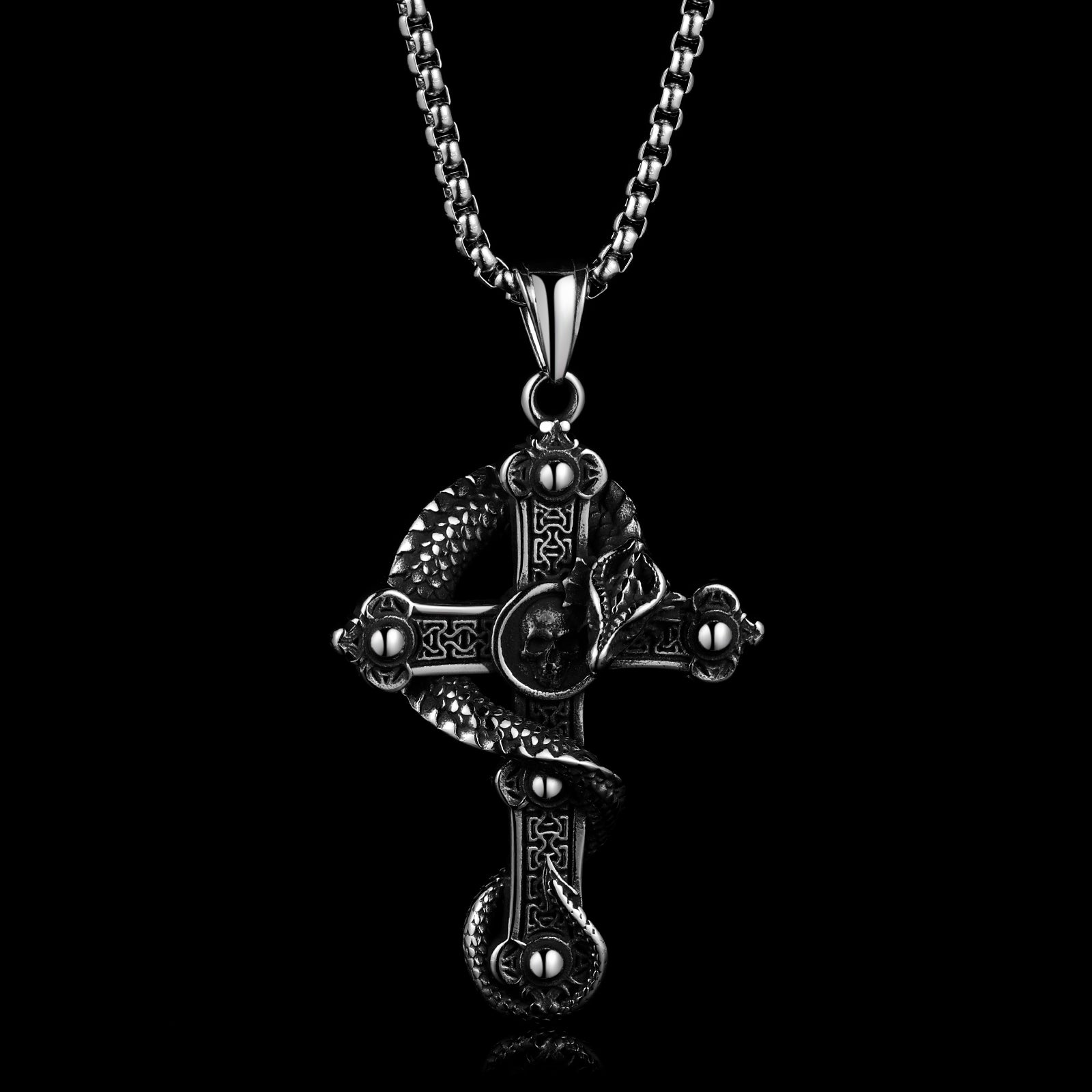 SNAKE CROSS. - NECKLACE