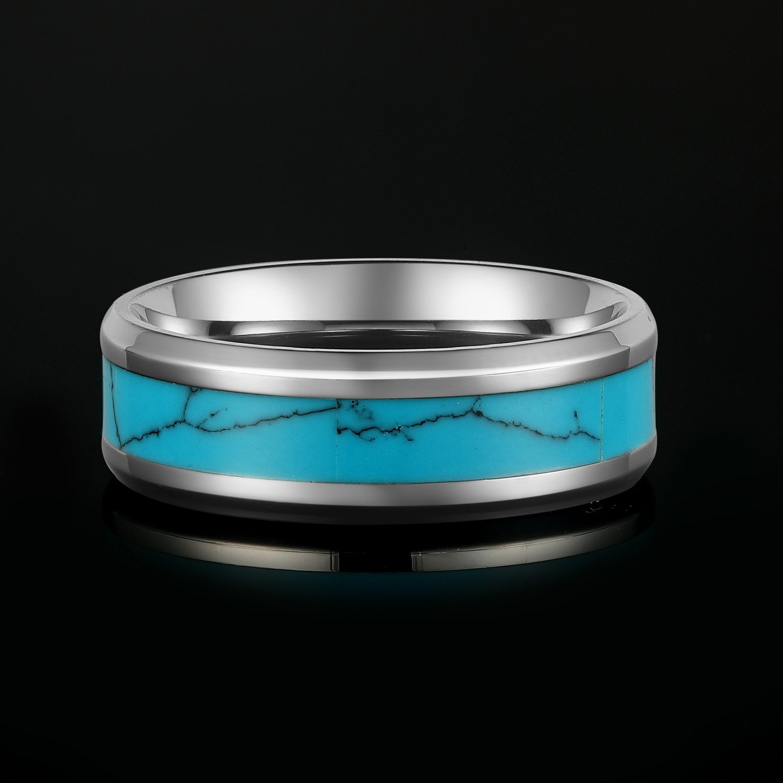 TURQUOISE BAND RING. - SILVER