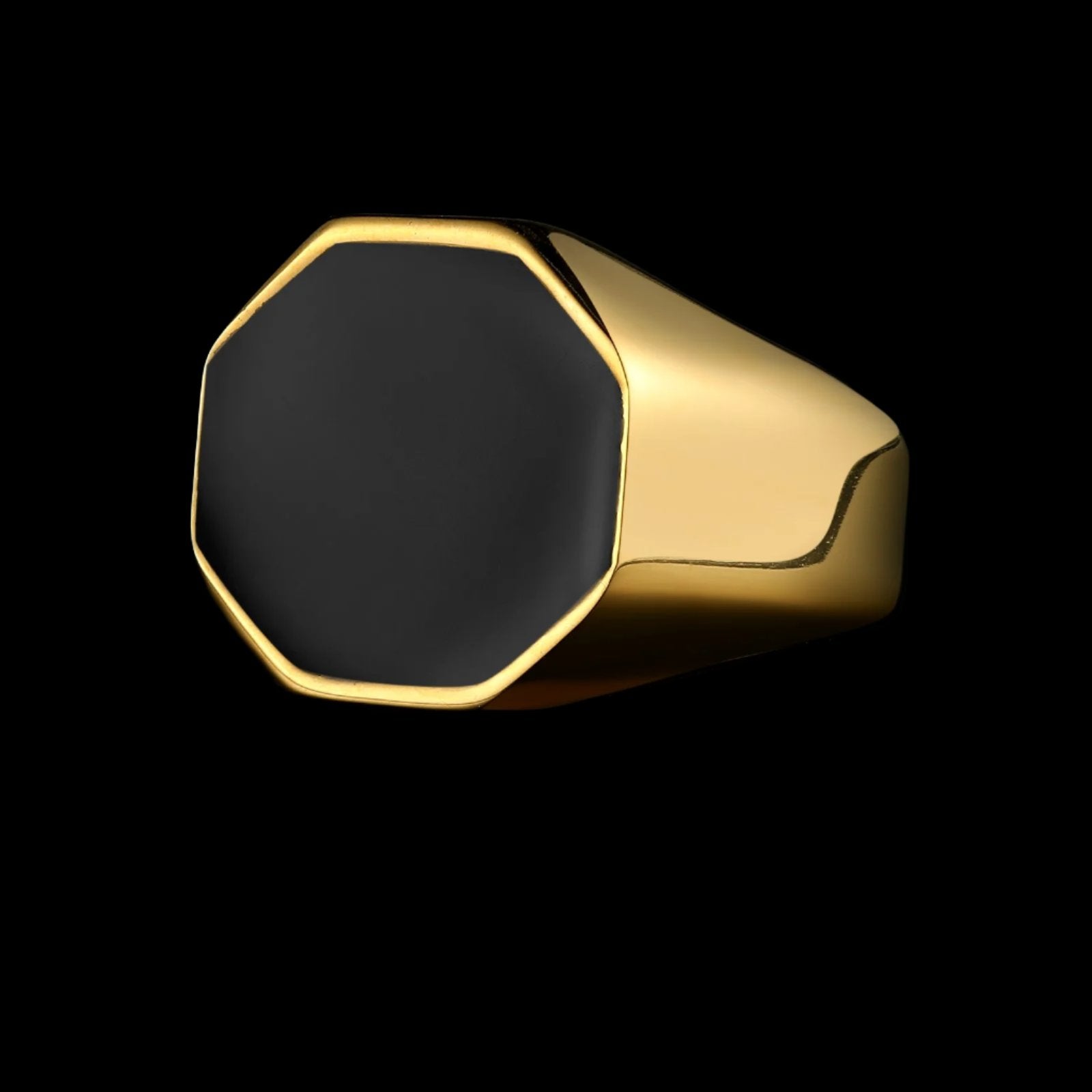 HEXAGON ONYX RING. - GOLD