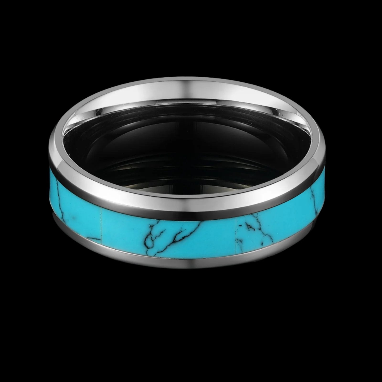 TURQUOISE BAND RING. - SILVER