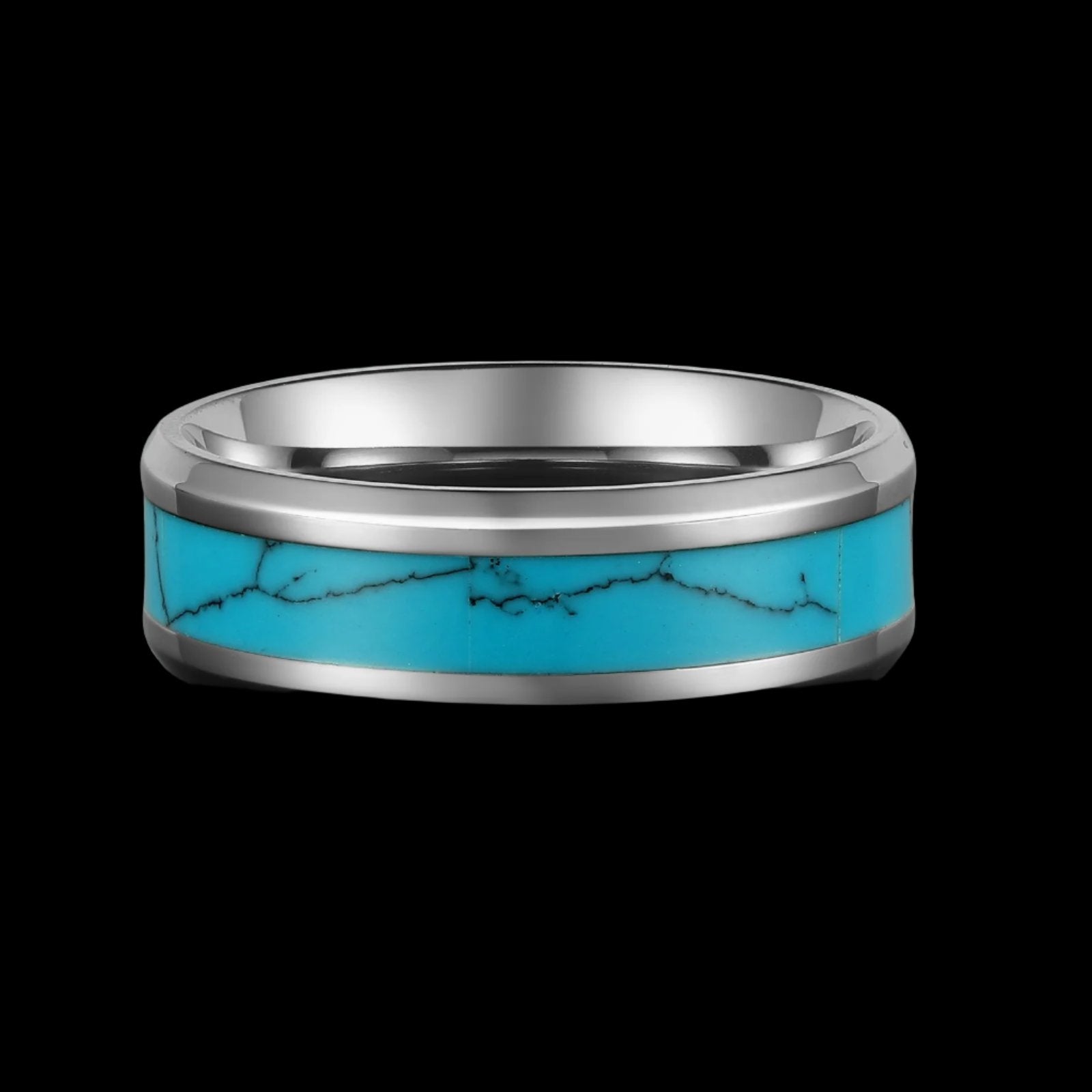 TURQUOISE BAND RING. - SILVER