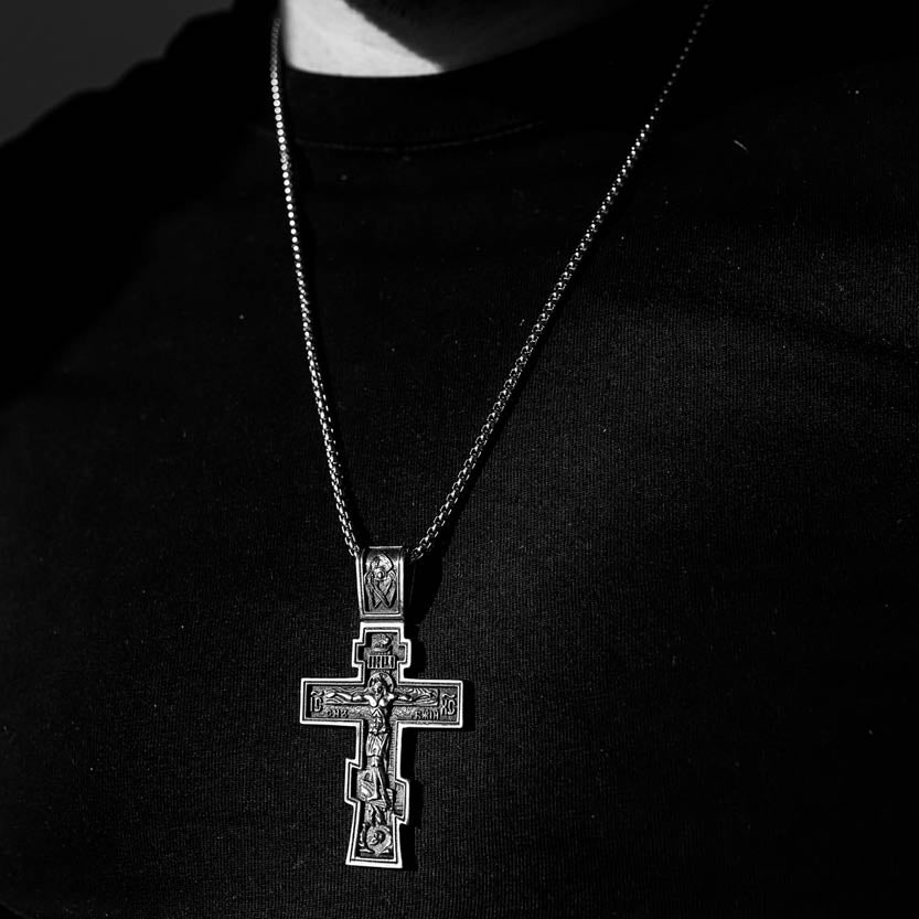 DARK JESUS CROSS. - COLLANA